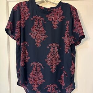 LOFT Blue and Red Blouse Elegant Top